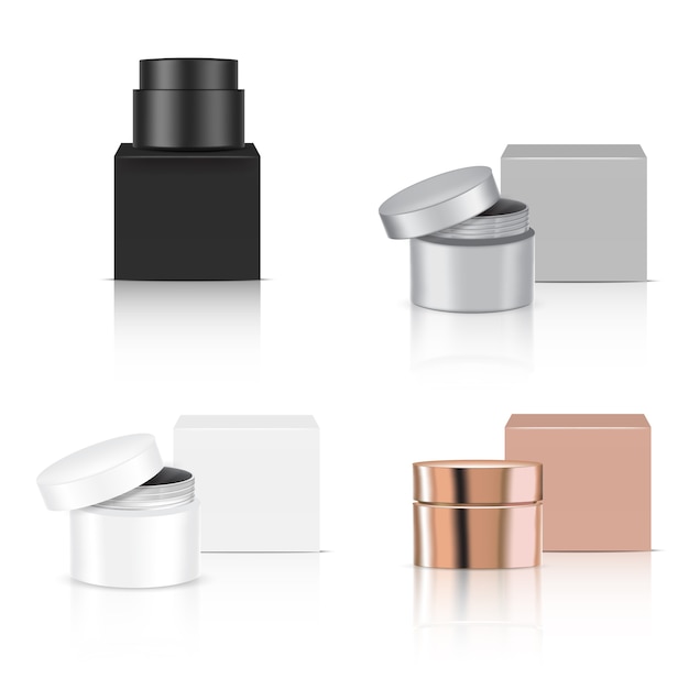 Mock up Realistic Glossy Cosmetic Bowl Set 
