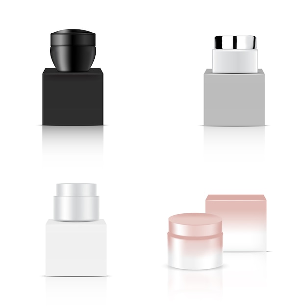 Mock up Realistic Glossy Cosmetic Bowl Set 
