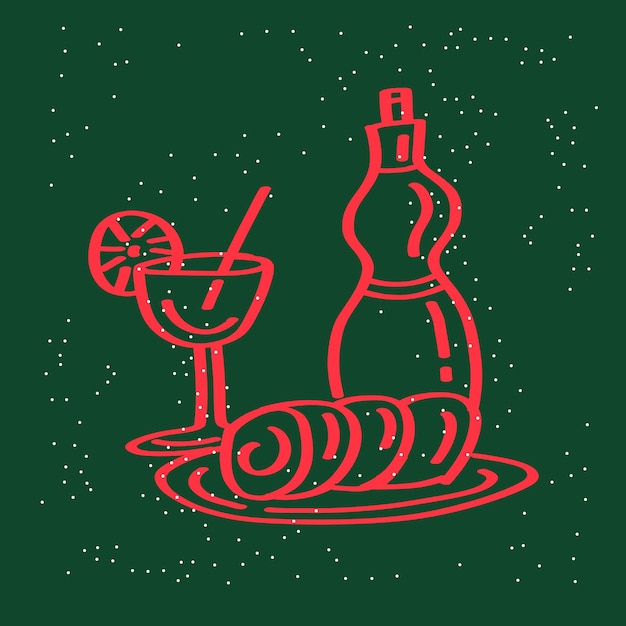 Mocktail y pastelería Ilustración sencilla