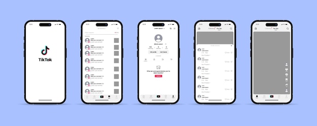 Mockup de la aplicación TikTokTiktok Recomendaciones de la aplicación Tik Tok Perfil de la interfaz de la aplicación Mock up de la aplicación de la red social Pantalla de la aplicación con plantilla de interfaz de red social