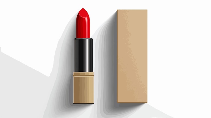 Vector mockup de caja de lápiz labial profesional para envases cosméticos en vista plana