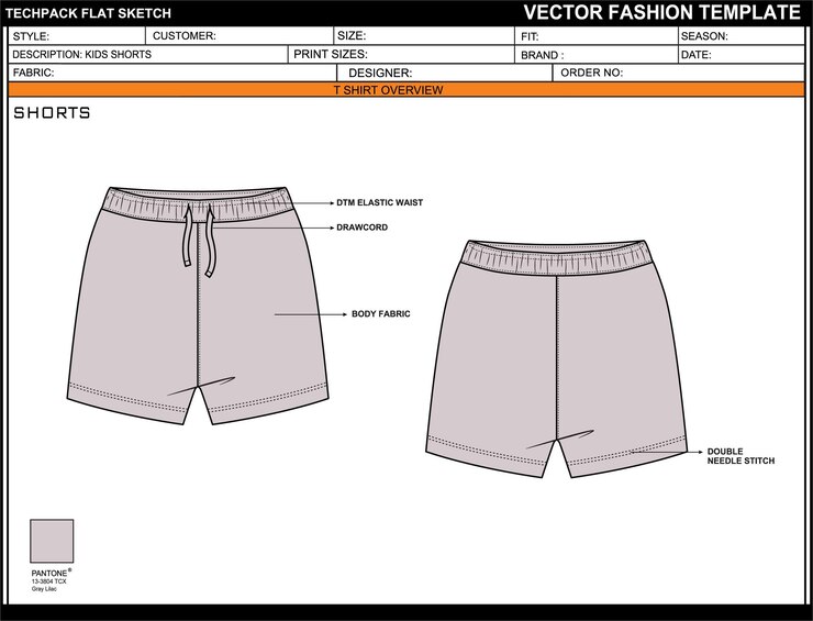 Vector mockup de dibujo vectorial de moda técnica editable para niños