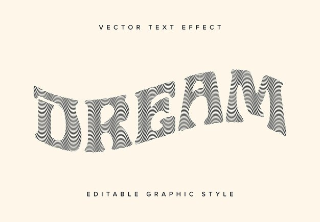 Vector mockup de efecto de texto deformado con patrón de línea