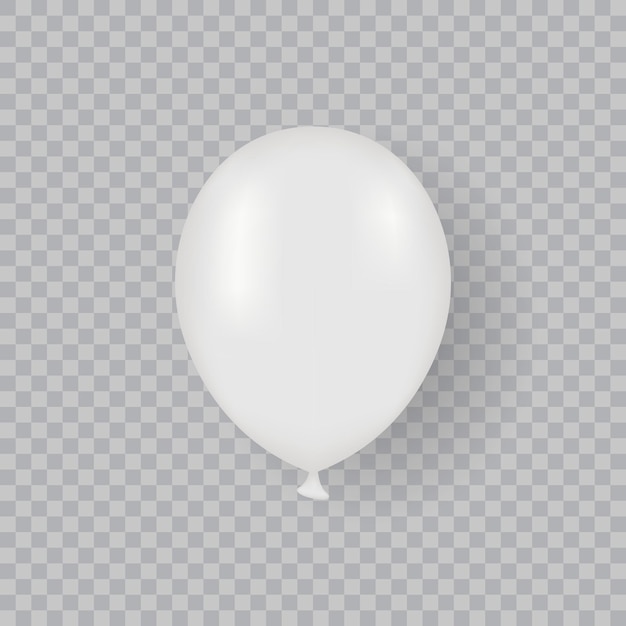 Vector mockup globo blanco sobre fondo transparente maqueta de globo redondo para fiesta de cumpleaños festiva