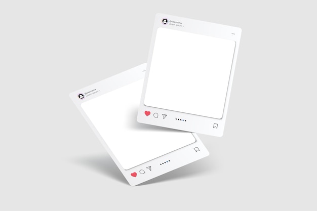 Mockup de interfaz de publicaciones vectorial de redes sociales Alimentación de publicaciones de marcos sociales como compartir comentarios guardar