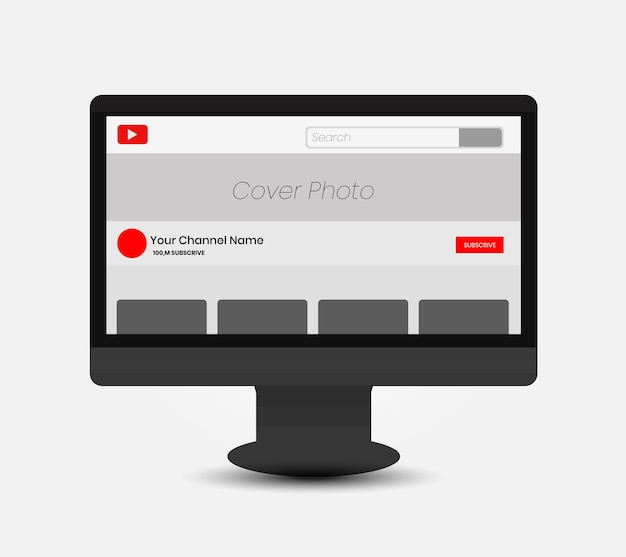 Mockup de la interfaz del reproductor de video y el canal de YouTube