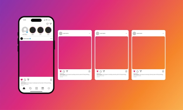 Mockup de marco de publicación de Instagram con diseño de plantilla de mockup de teléfono inteligente