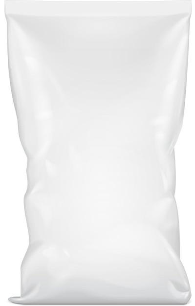 Mockup de papel de aluminio o papel en blanco Alimentos de pie Bolsa bocadillo bolsa de embalaje Ilustración aislada en