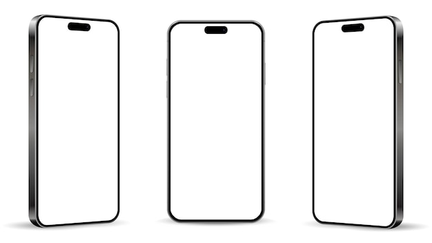 Mockup realista de un teléfono inteligente desde una vista angular