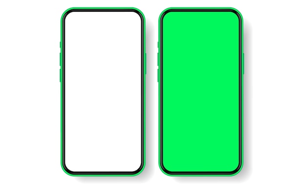 Mockup realista de teléfono móvil con vector aislado en fondo blanco