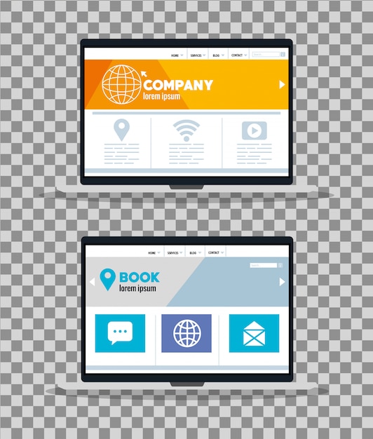 Mockup responsive web, desarrollo de sitios web de concepto en computadoras portátiles
