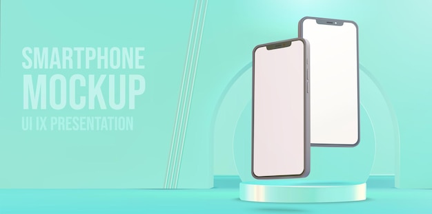 Mockup de smartphones ui ux escena de presentación