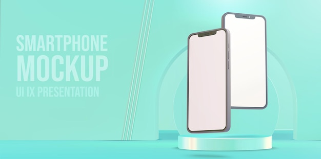 Mockup de smartphones ui ux escena de presentación