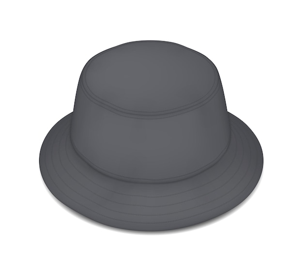 Mockup de sombrero de cubo oscuro con ilustración vectorial de borde ancho