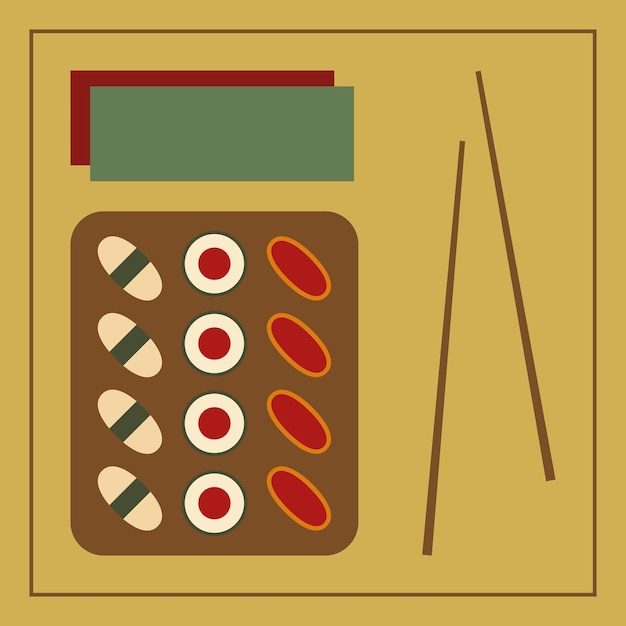 Vector mockup sushi and rolls la imagen de la cocina oriental tradicional formas simples