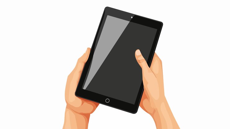 Vector mockup de tableta digital profesional con ilustración vectorial a mano