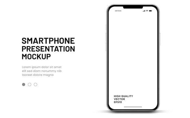 Mockup de teléfono inteligente de alta calidad en 3D con diferentes ángulos y fondo aislado para mostrar la aplicación móvil