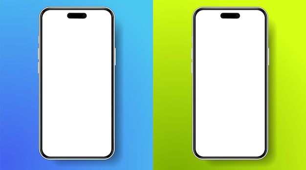 Mockup de teléfono inteligente de alta calidad en 3D con diferentes ángulos y fondo aislado para mostrar la aplicación móvil