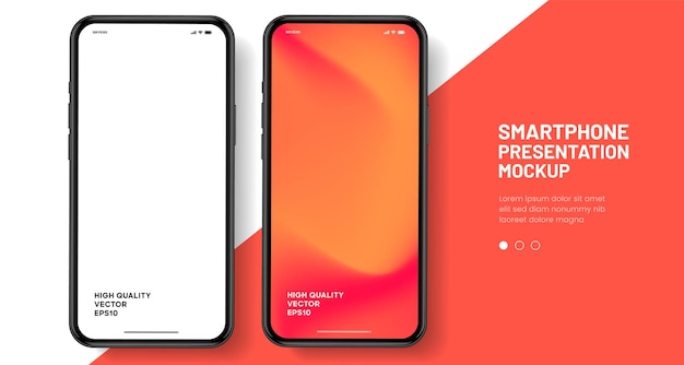 Mockup de teléfono inteligente de alta calidad en 3D con diferentes ángulos y fondo aislado para mostrar la aplicación móvil