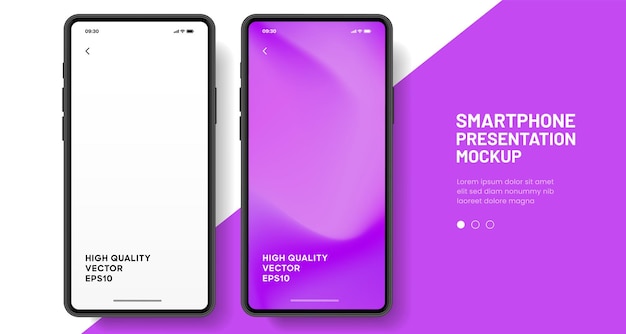 Mockup de teléfono inteligente de alta calidad en 3D con diferentes ángulos y fondo aislado para mostrar la aplicación móvil
