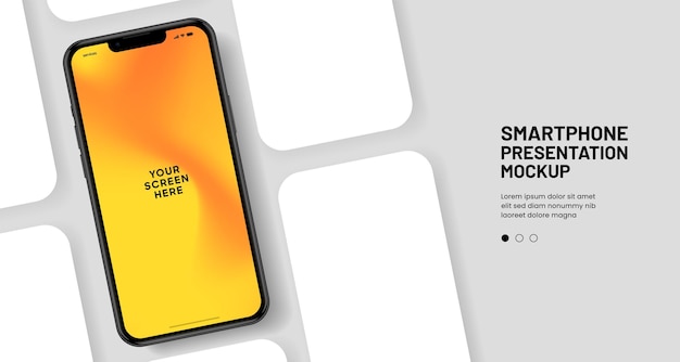 Mockup de teléfono inteligente de alta calidad en 3D con diferentes ángulos y fondo aislado para mostrar la aplicación móvil