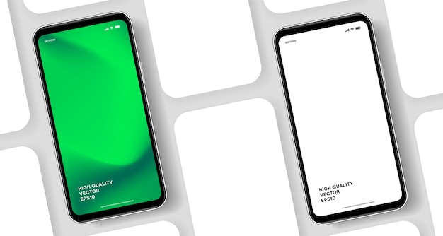 Mockup de teléfono inteligente de alta calidad en 3D con diferentes ángulos y fondo aislado para mostrar la aplicación móvil