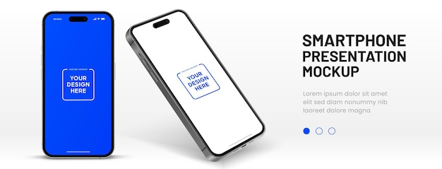 Mockup de teléfono inteligente de alta calidad en 3D con diferentes ángulos y fondo aislado para mostrar la aplicación móvil