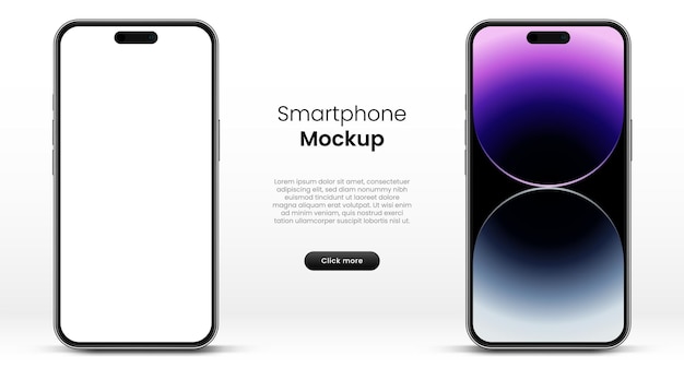 Mockup de teléfono inteligente de alta calidad en 3D con diferentes ángulos y fondo aislado para mostrar la aplicación móvil