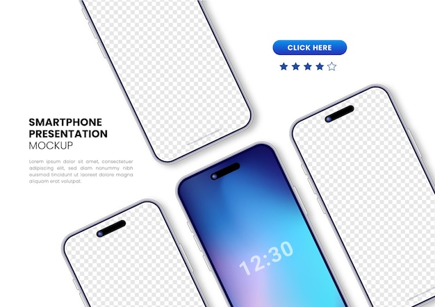 Mockup de teléfono móvil realista de alta calidad marco de teléfono móvil presentación de teléfono inteligente de diferentes ángulos