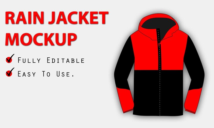 Vector mockup vectorial de la chaqueta de lluvia