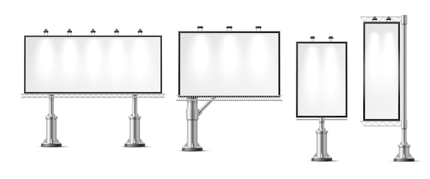 Vector mockups 3d de paneles de medios callejeros de carteles al aire libre