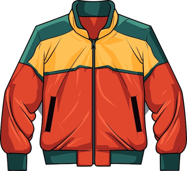 Moda años 90 chaqueta deportiva retro ropa de estilo plano de los años 90 ilustración vectorial