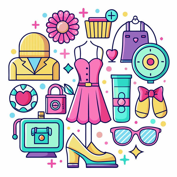 Vector la moda encuentra accesorios de vestidos y zapatos más para tu estilo