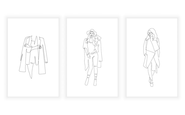 Moda femenina minimalista abstracta Estilo de arte moderno de una sola línea