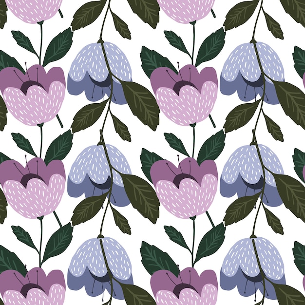 Moda flores geométricas de patrones sin fisuras. Papel tapiz floral. Hermosa textura botánica vintage. Bonito diseño para tela, estampado textil, envoltura, funda. Ilustración vectorial.