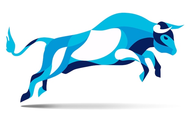 Moda ilustración estilizada movimiento toro salto línea vector silueta de salvaje