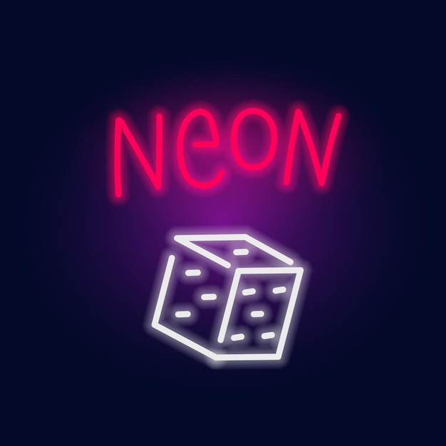 Moda para juegos de dados signo de neón noche letrero brillante luz brillante logotipo de verano emblema para club o