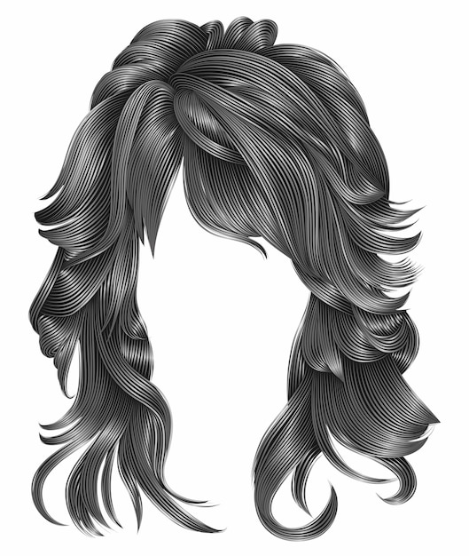 Moda mujer pelos largos gris colores 3d realista.