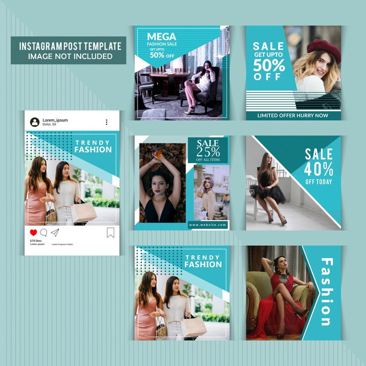 Vector moda social media post para marketing digital.