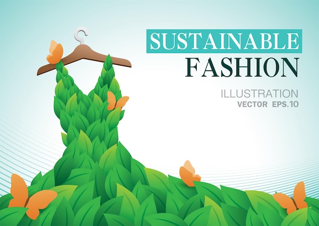 Moda sostenible o vector de ilustración de moda ecológica