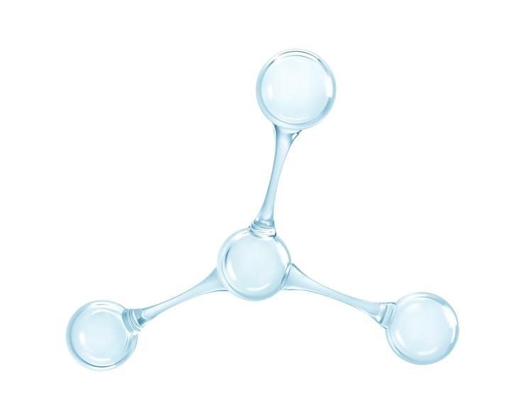 Vector modelo 3d de molécula o átomo estructura molecular abstracta 3d aislada en fondo blanco vector