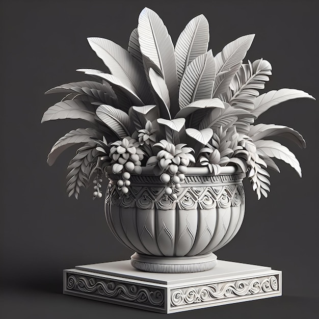 Vector modelo en 3d de una planta decorativa en maceta