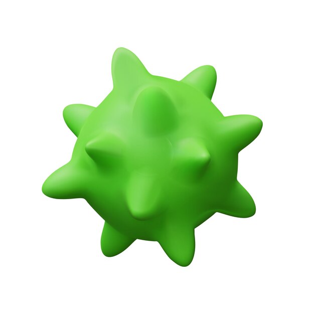 Vector modelo 3d de virus verde con picos afilados agente causante de la enfermedad