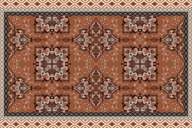 Modelo árabe vintage alfombra de color persa rico adorno para el diseño de telas hecho a mano interior