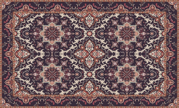 Vector modelo árabe vintage alfombra de color persa rico adorno para el diseño de telas hecho a mano interior