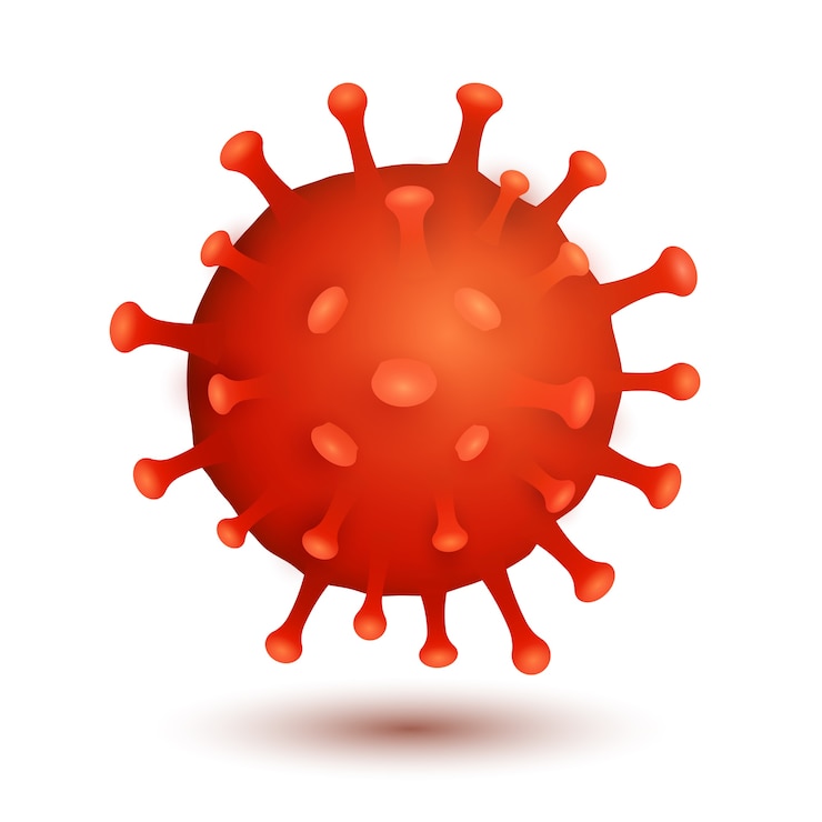 Vector modelo de bacterias coronavirus aislado sobre fondo blanco. enfermedad infecciosa epidémica covid-19. infección celular. virus realista para tu proyecto médico.