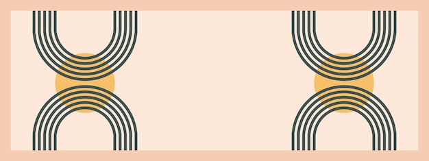 Modelo de bandera de arcos zen geométricos minimalistas Formas boho abstractas en una estética retro