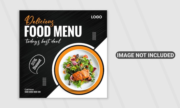 Modelo de banner de redes sociales de menú de comida moderna y restaurante