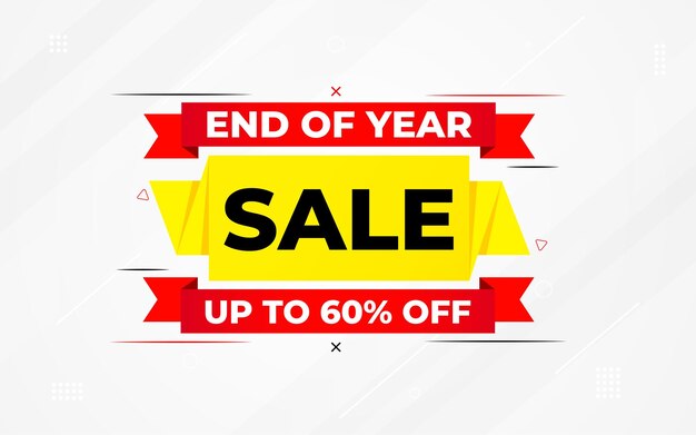 Modelo de banner de venta de fin de año Designo de etiqueta de venta de final de año libre