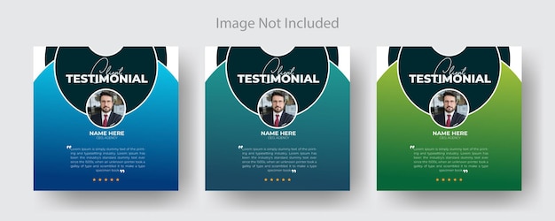 Modelo de banner web creativo, elegante y colorido para publicaciones en redes sociales con el respaldo de clientes